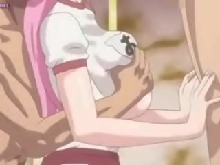 Suur meloned anime strumpet saab suu täidetud