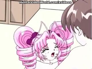 I säng med en pink-haired hentai tonårs