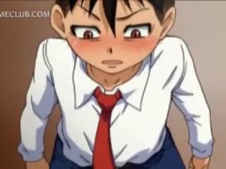 Anime school- seductress kut geplaagd met een lik onder het rokje