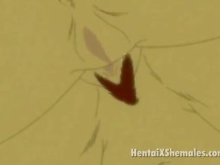 Green juuksed anime ladyboy keppimine a hottie chick`s tihke tuss