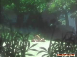 Jaunavas hentai diva brutāli poked līdz svešinieks uz the mežs