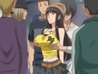 Big Titted Hentai adult film Slave Gets Nipples Pinched In Public