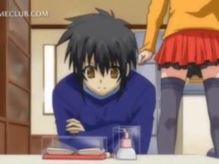 Teenage anime stunner checking her süýji emjekler in the aýna