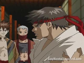 Dapper anime gejs spēlē the netīras ninja un cīņa ar maz juveniles
