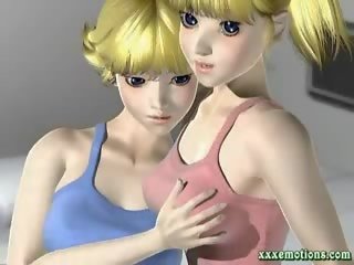 Animated blondes sharing a huge ireng johnson